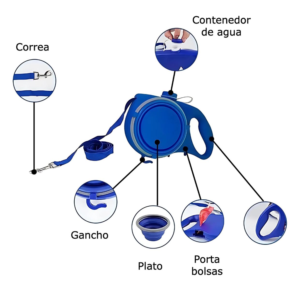 IMPORTADORA MAKA - Correa Mascota 5 En 1 Para Perro