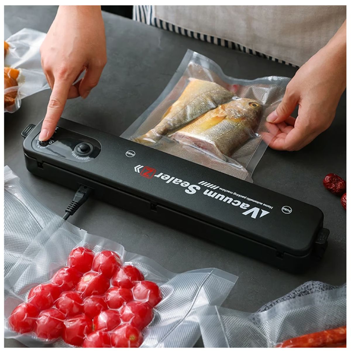 GENERICO - Sellador Al Vacío para Alimentos Secos y Húmedos + 10 Bolsas Incluidas