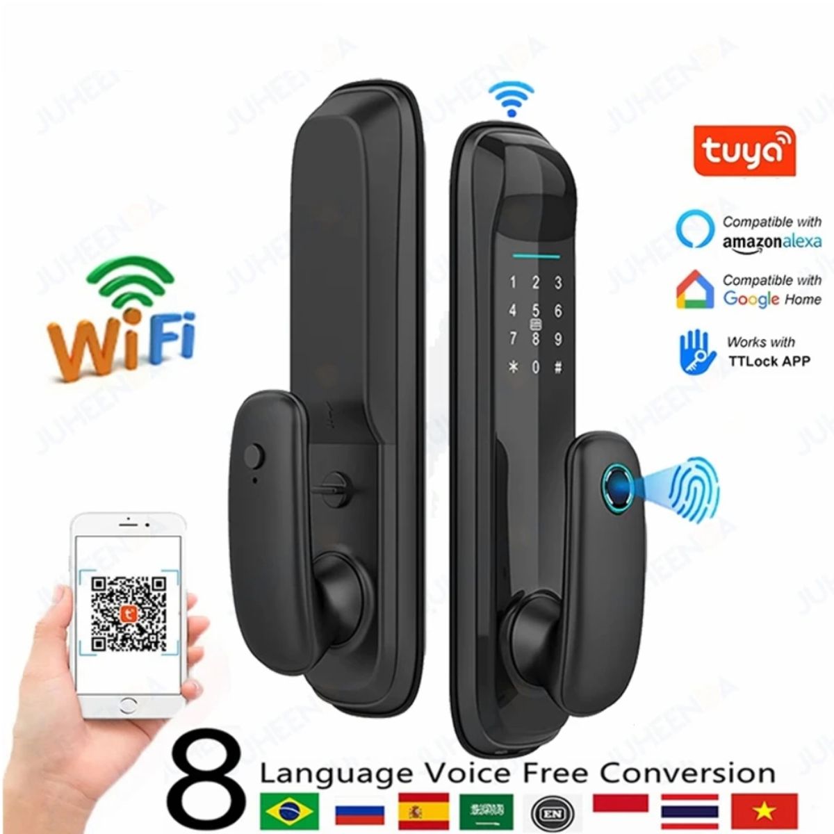 GENERICO - Cerradura Inteligente Wifi Huella Tarjeta Y Contraseña Hr16