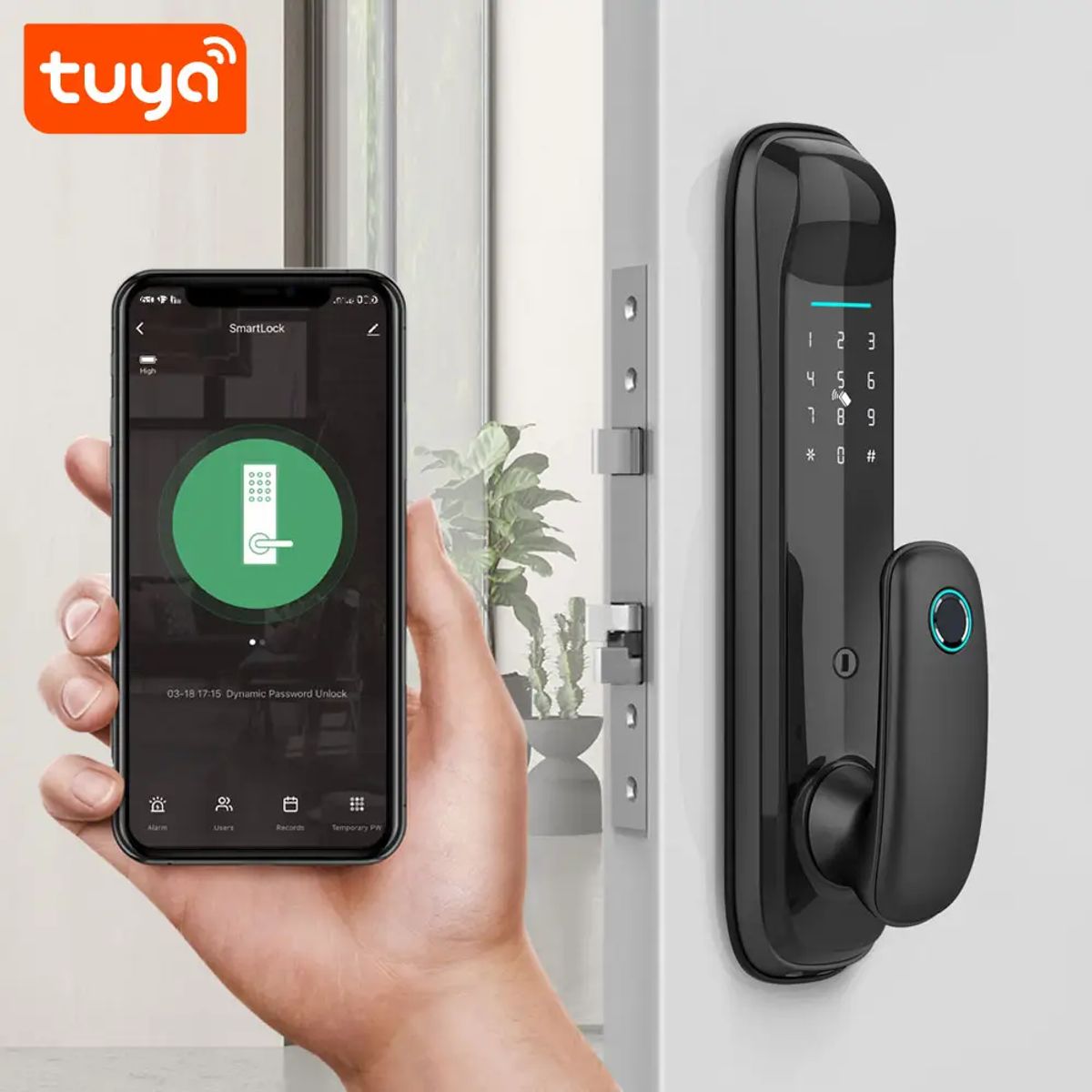 GENERICO - Cerradura Inteligente Wifi Huella Tarjeta Y Contraseña Hr16