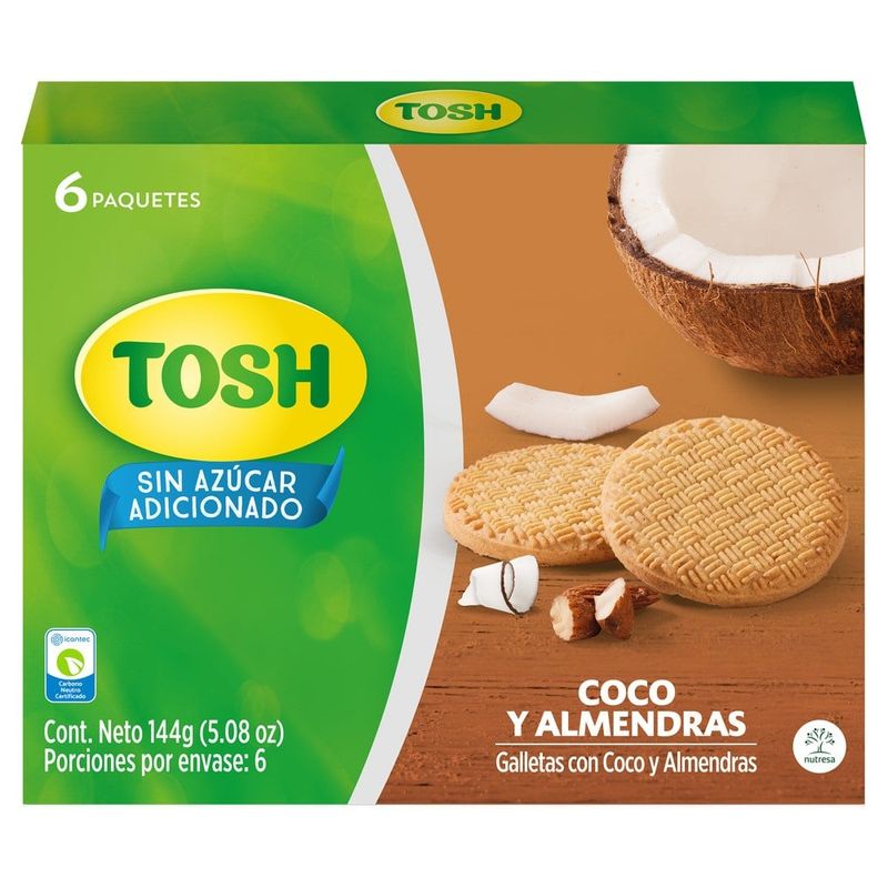 TOSH - Galleta Tosh Coco Y Almendra X 6und X 144g