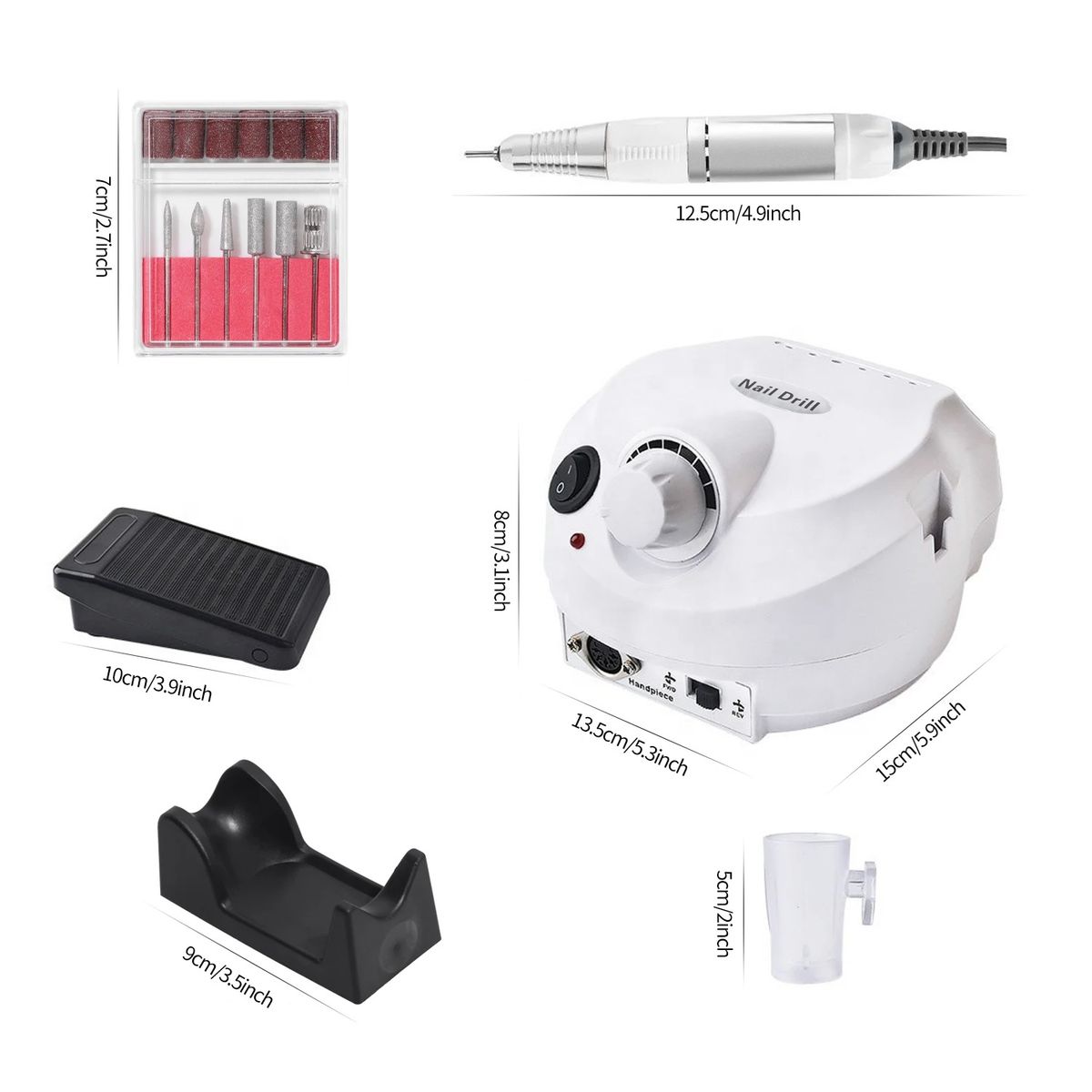 GENERICO - Pulidor de Uñas Eléctrico Profesional Manicure Nail Drill