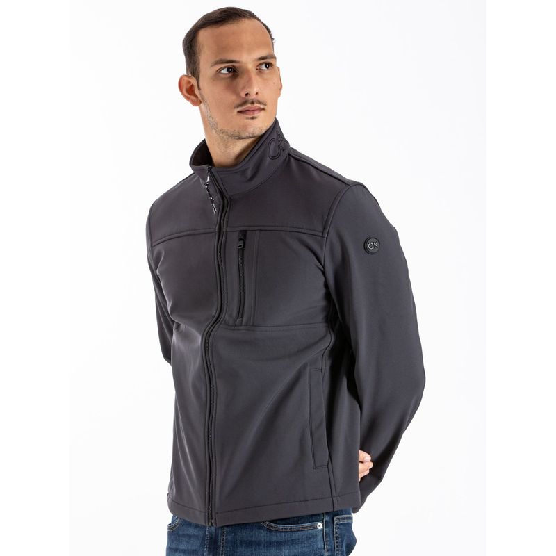 CALVIN KLEIN - Chaqueta Gris Rompeviento Suave Con Cremallera Calvin Klein
