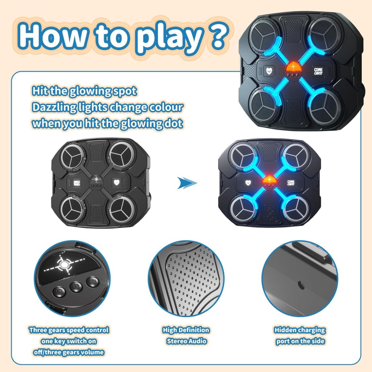 GENERICO - Maquina De Boxeo Musical Bluetooth Para Niños Con Guantes