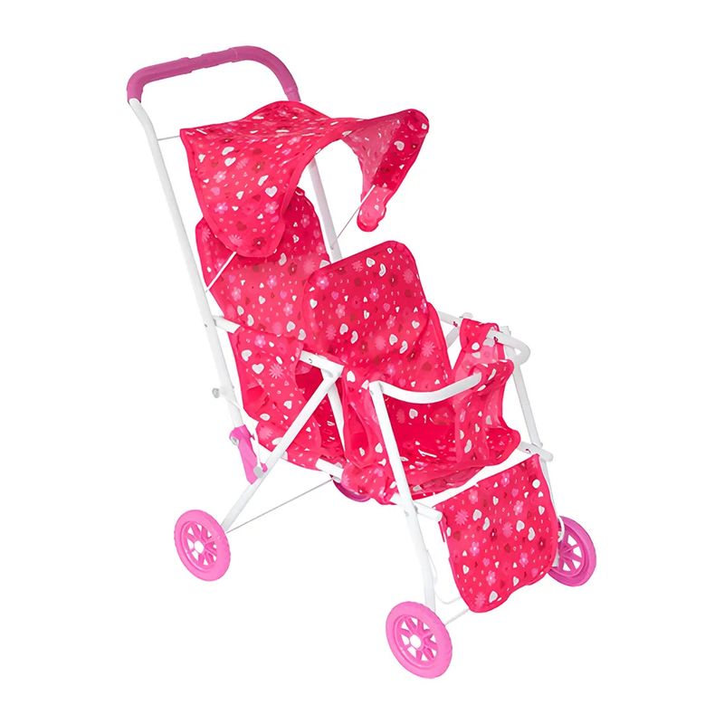 JUGANDO Y EDUCANDO - Juguete Coche Doble De Muñeca Plegable Rosado Para Niñas