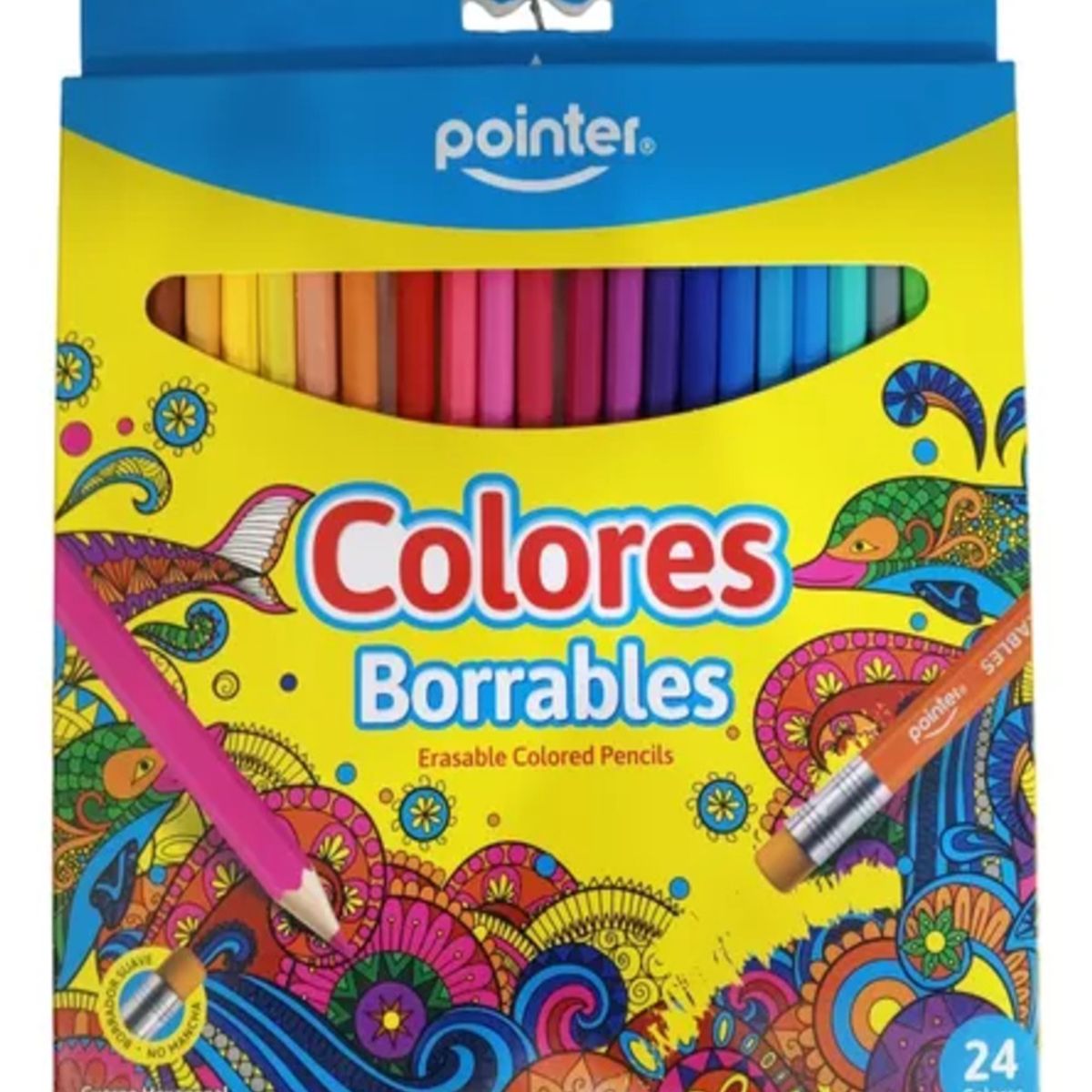 POINTER - Caja De Colores Lápices Borrables 24 unidad Para Niños