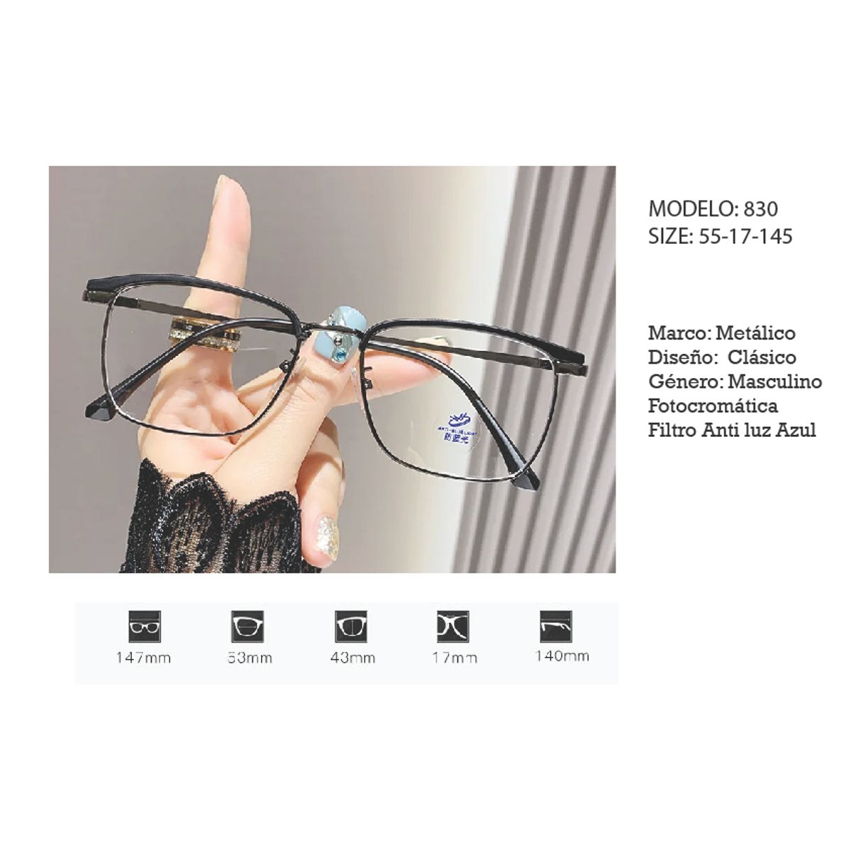 GENERICO - Gafas para uso de ordenador Cabellero oscurecen al sol 830 - Blueblock