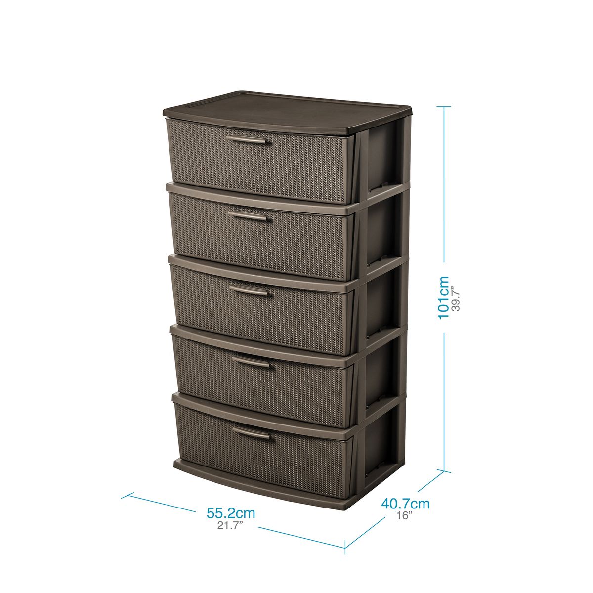 PLASTICOS MQ - Comoda Cajonero Organizador 5 Niveles Textura Crochet Marca MQ
