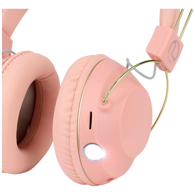 JALTECH - Audífonos Bluetooth Top Led Con Super Bass Y Conexión Dual Rosa