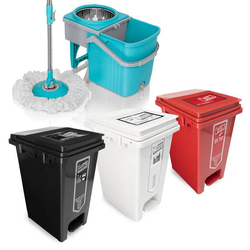 ENERGY PLUS - Trapero Giratorio Mop + Punto Ecológico 20Lts De 3 Canecas