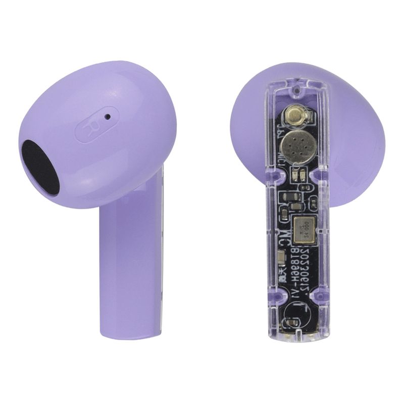JALTECH - Audífonos Tws Ergonómicos Con Estuche De Carga  Y Super Bass Violeta