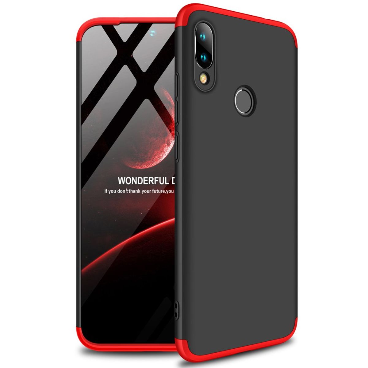 GENERICO - Funda Carcasa Estuche Protector Para Redmi note 7 Negro con Rojo