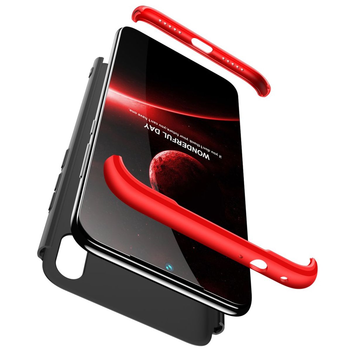 GENERICO - Funda Carcasa Estuche Protector Para Redmi note 7 Negro con Rojo