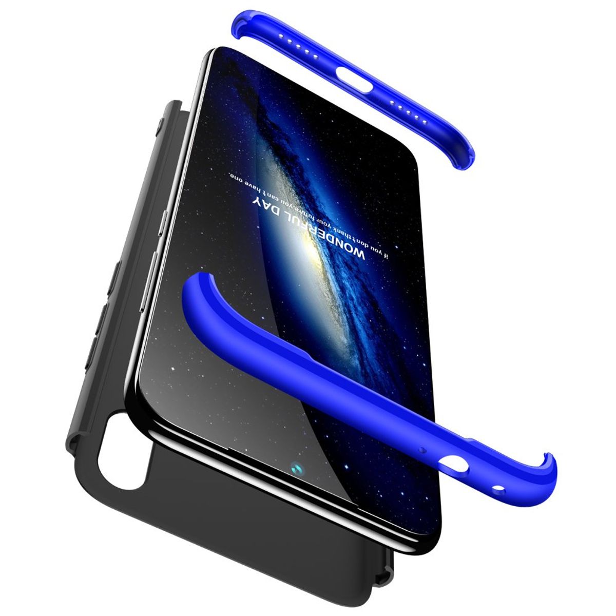 GENERICO - Funda Carcasa Estuche Protector Para Redmi note 7 Negro con Azul