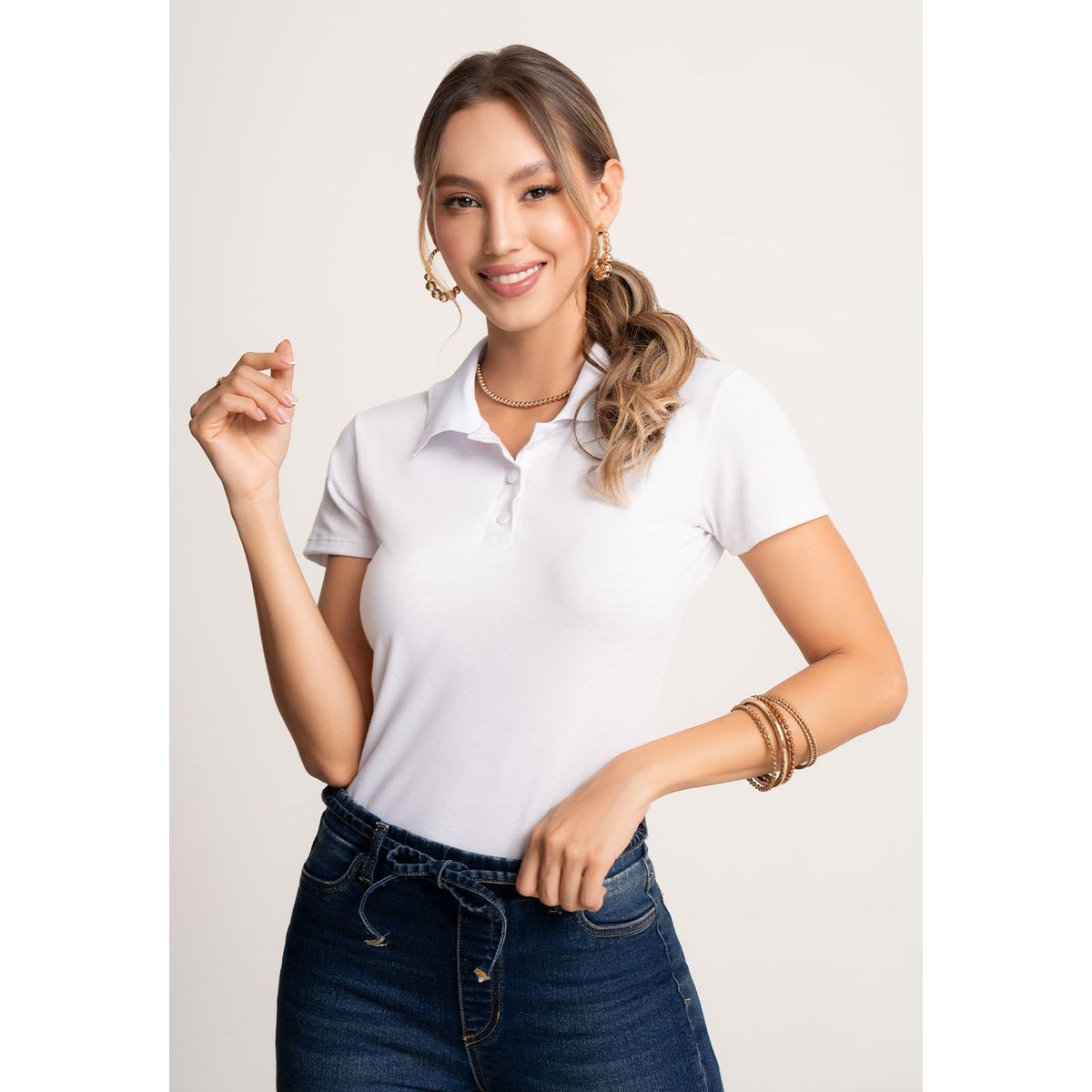 MARKETING PERSONAL - Polo Mujer Blanco Mp 104448
