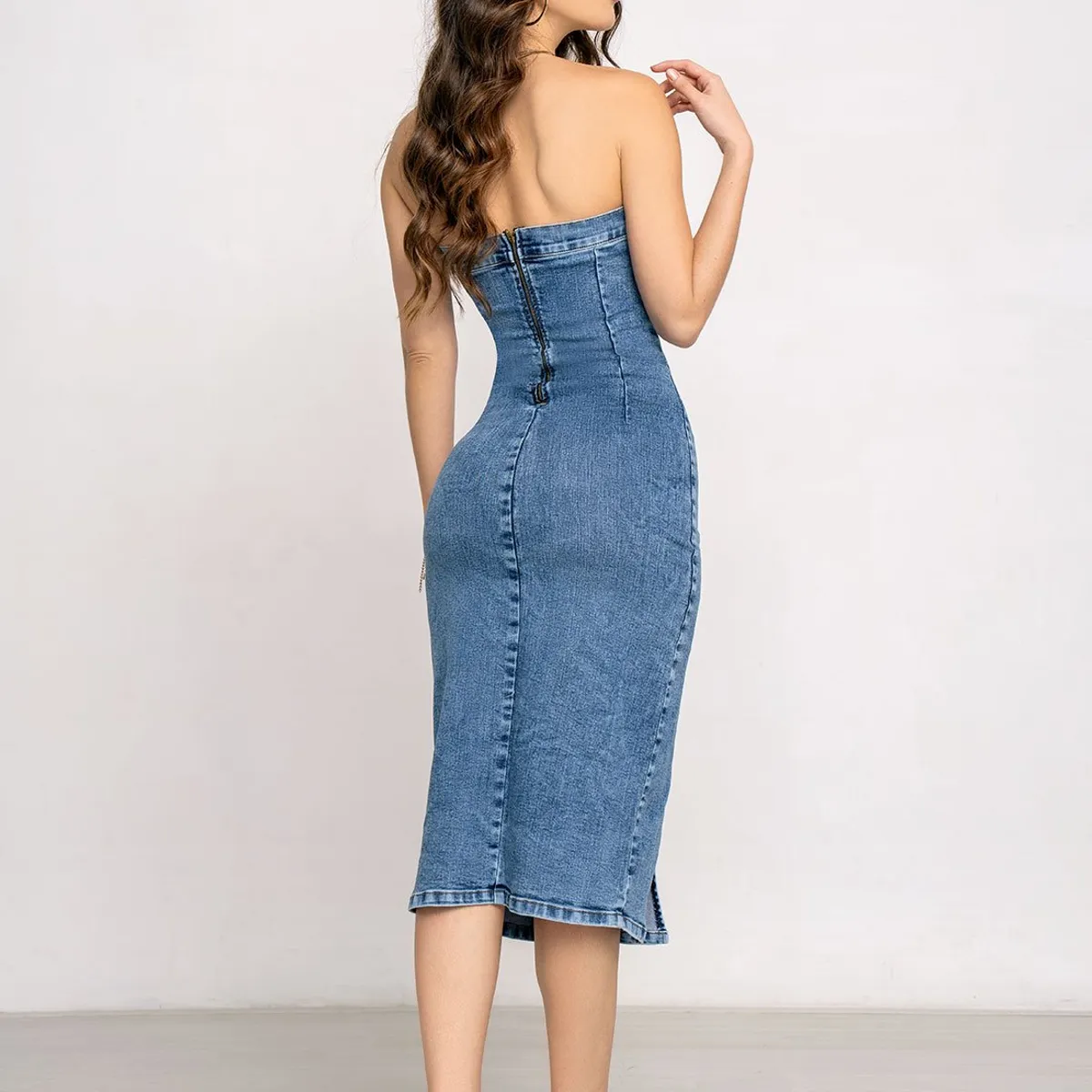 MARKETING PERSONAL - Vestido Largo Mujer Azul Mp 104596