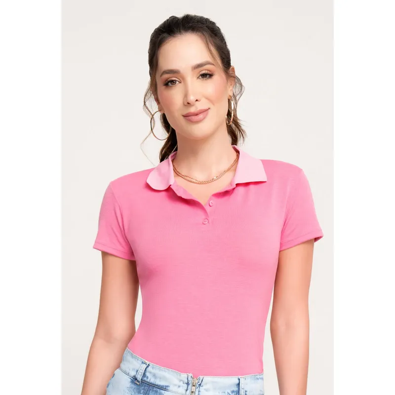 Color Fucsia Playera Tipo Polo Rosa Mujer Playera Tipo Polo Para