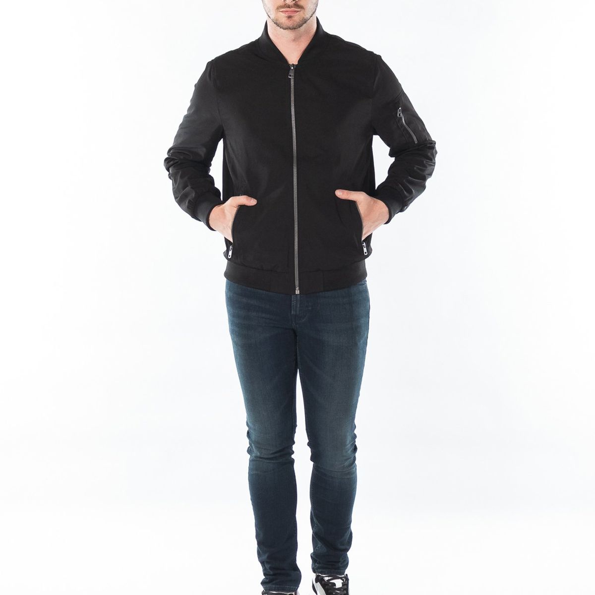 CALVIN KLEIN - Chaqueta Negra Con Cremallera Para Hombre Calvin Klein