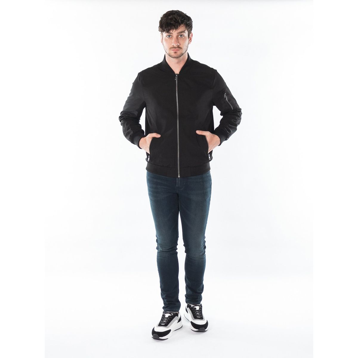 CALVIN KLEIN - Chaqueta Negra Con Cremallera Para Hombre Calvin Klein