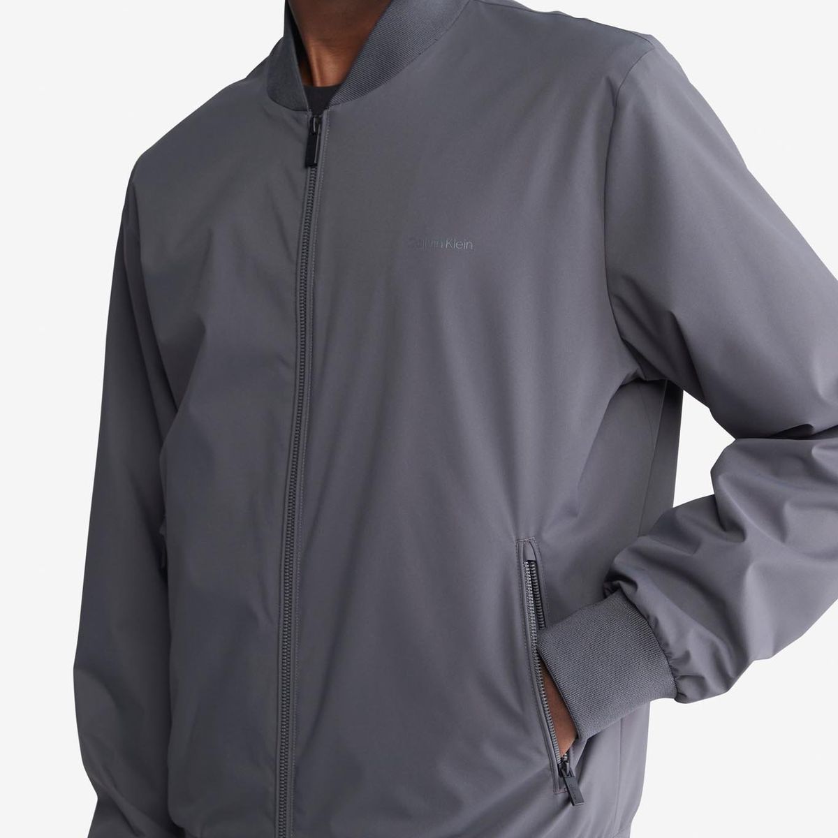 CALVIN KLEIN - Chaqueta Gris Con Cremallera y Bolsillos Laterales Calvin Klein