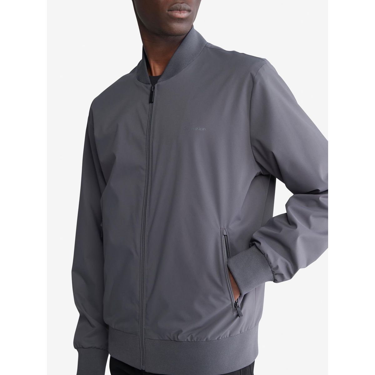 CALVIN KLEIN - Chaqueta Gris Con Cremallera y Bolsillos Laterales Calvin Klein