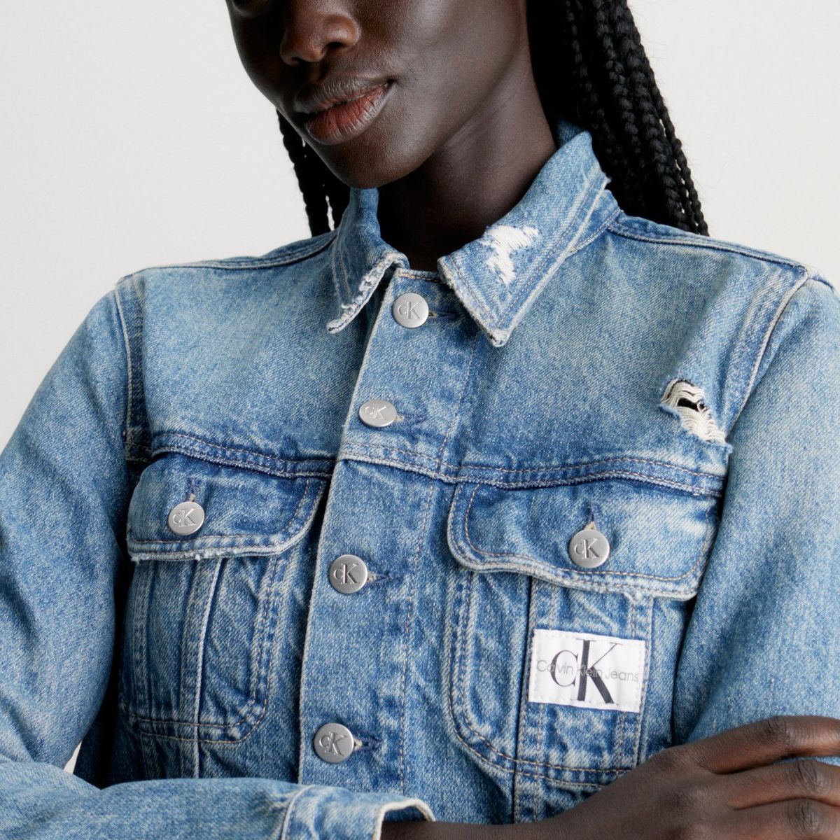 CALVIN KLEIN - Chaqueta azul denim cropped Calvin Klein