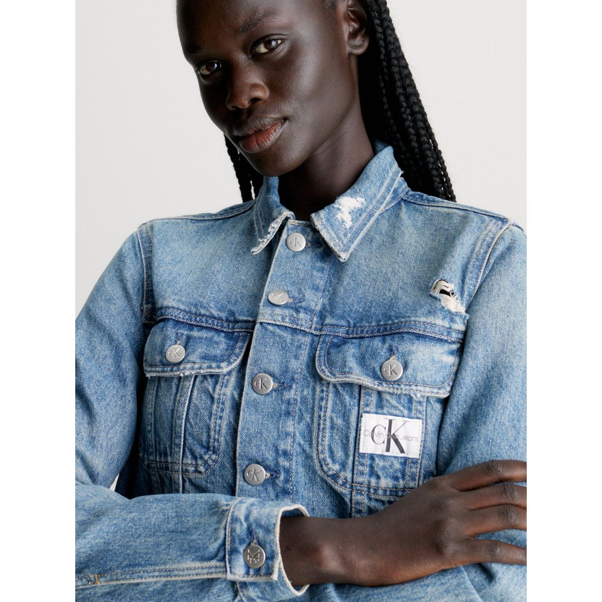 CALVIN KLEIN - Chaqueta azul denim cropped Calvin Klein