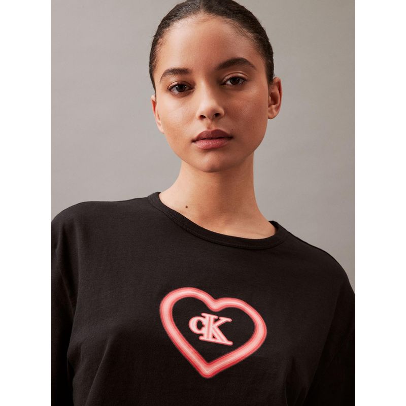 CALVIN KLEIN - Camiseta Negra De Pijama Para Mujer Calvin Klein