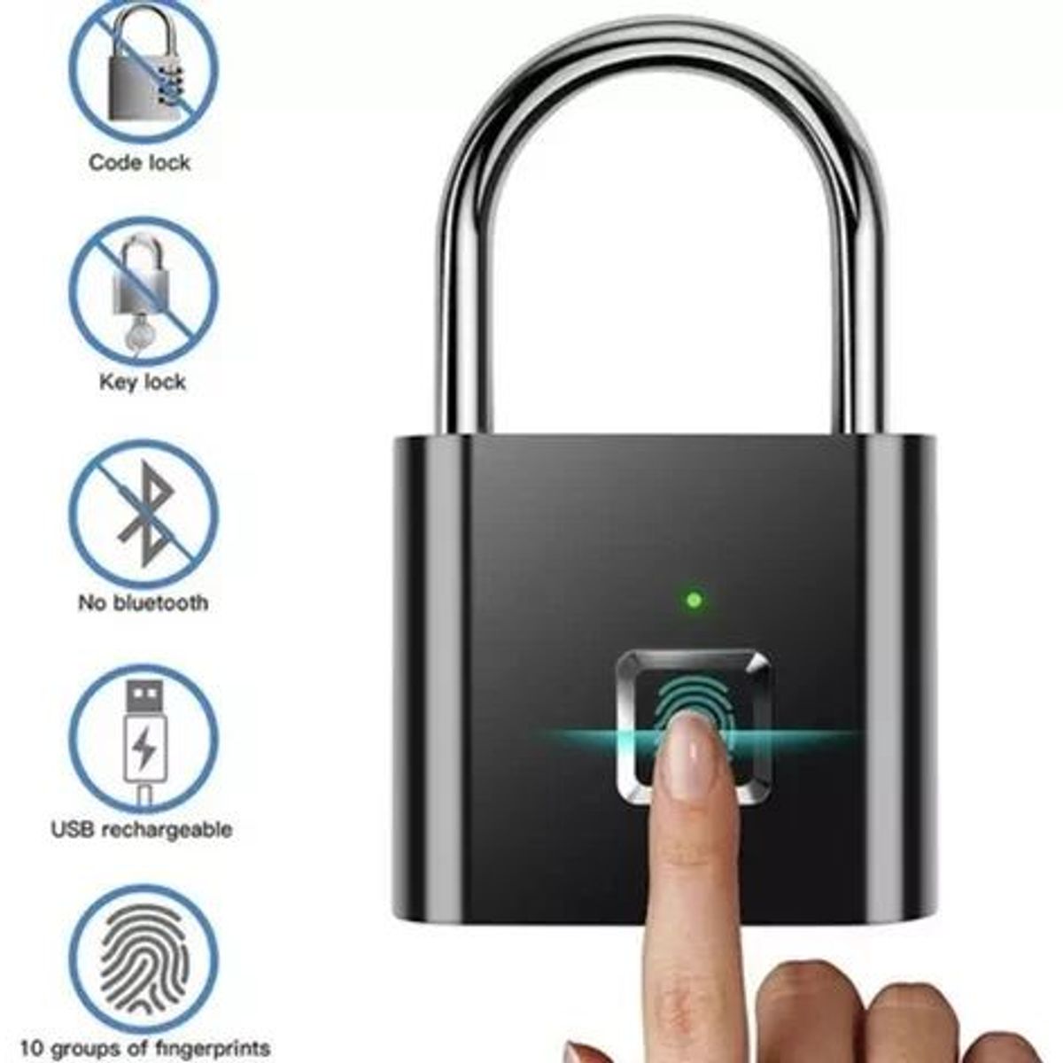 GENERICO - candado huella biometrico recargable candado de seguridad