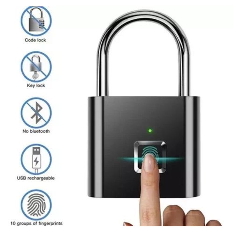 GENERICO - candado huella biometrico recargable candado de seguridad