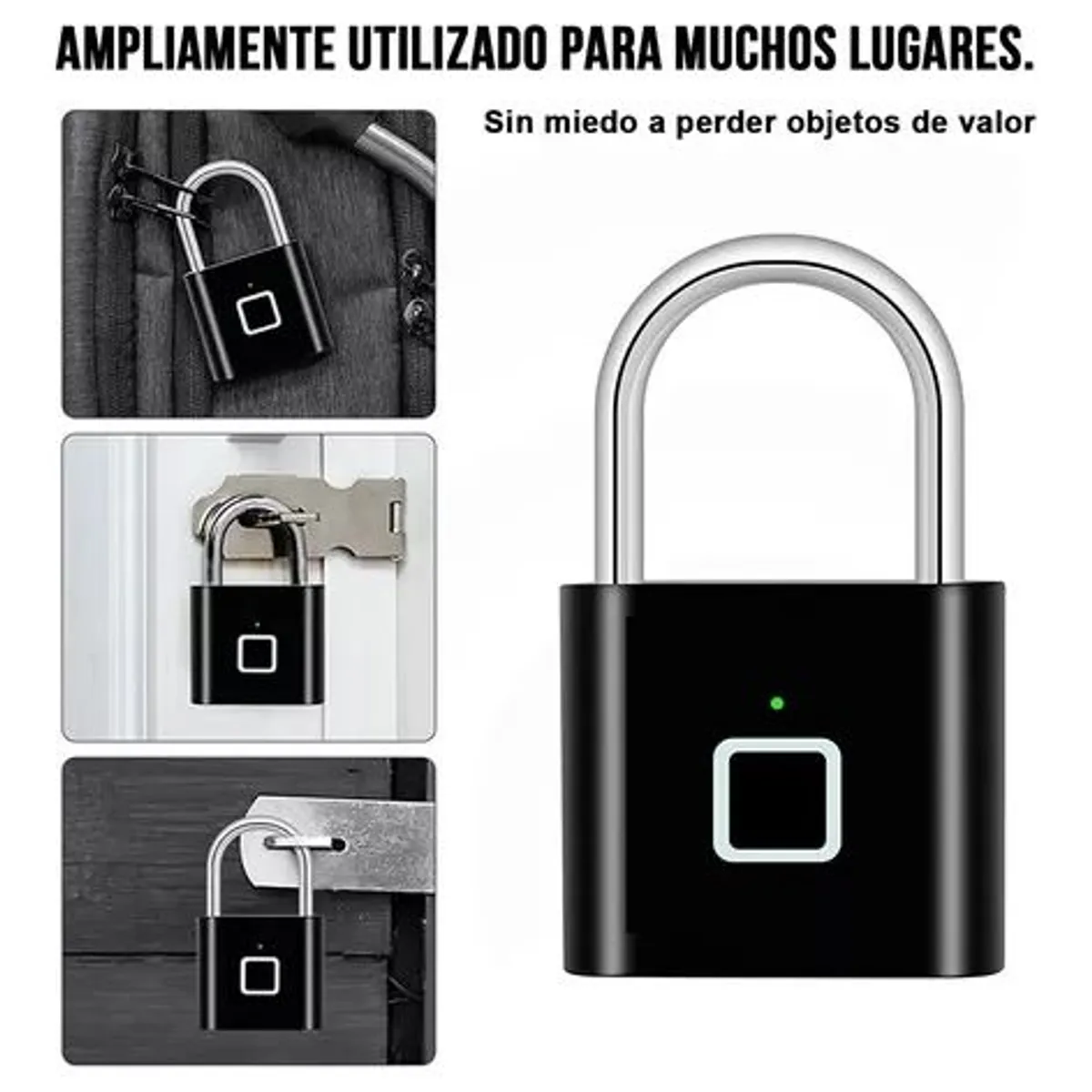 GENERICO - candado huella biometrico recargable candado de seguridad