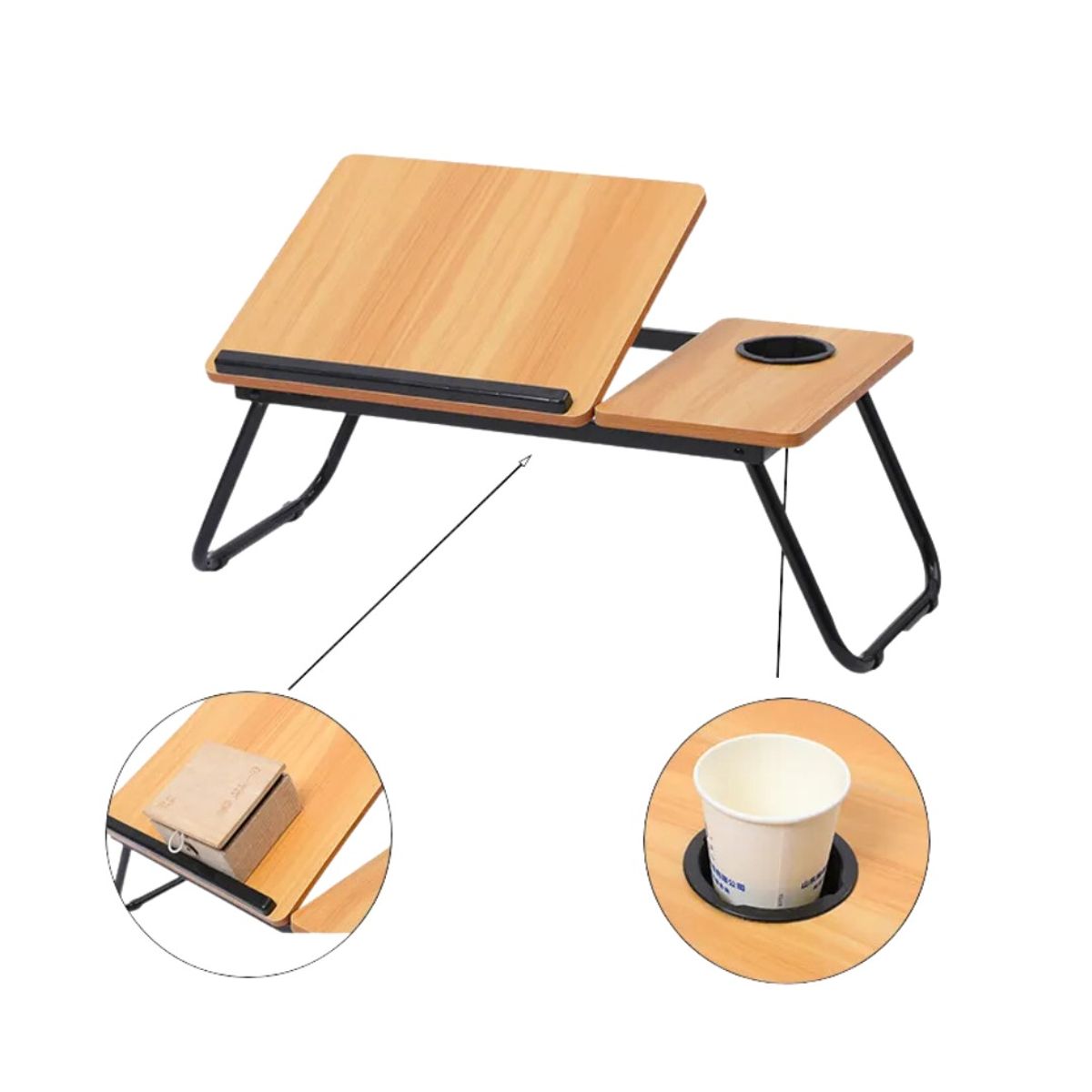KIDSHOP - Mesa De Cama Para Computador Multifuncional Plegable Marron Claro
