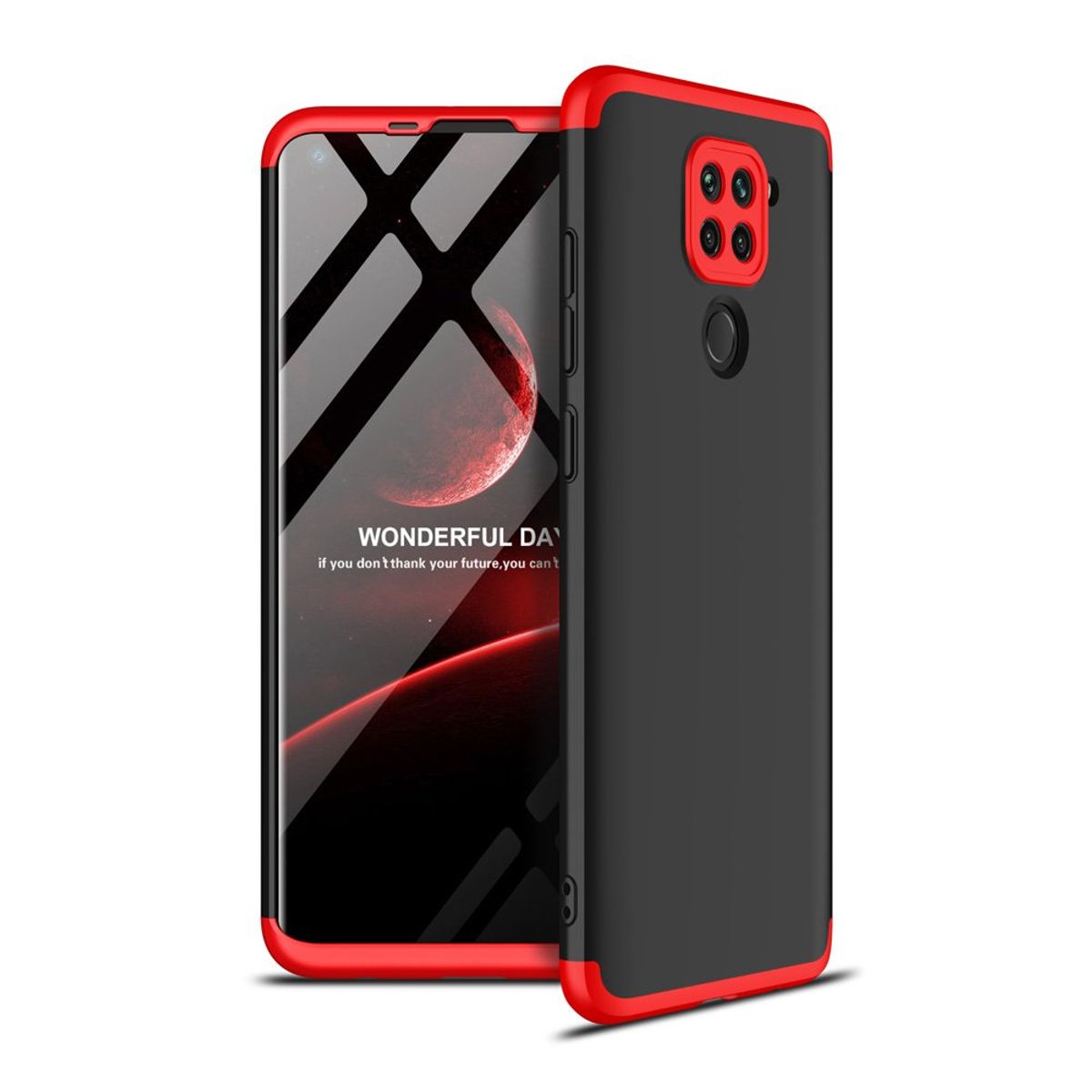 GENERICO - Funda Carcasa Estuche Protector Para Redmi note 9 Negro con Rojo