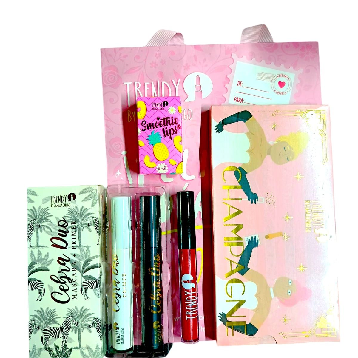 TRENDY - Kit de Maquillaje Trendy By Camila Ortega - Cebra Duo Champagne Palette y Smoothie Lips