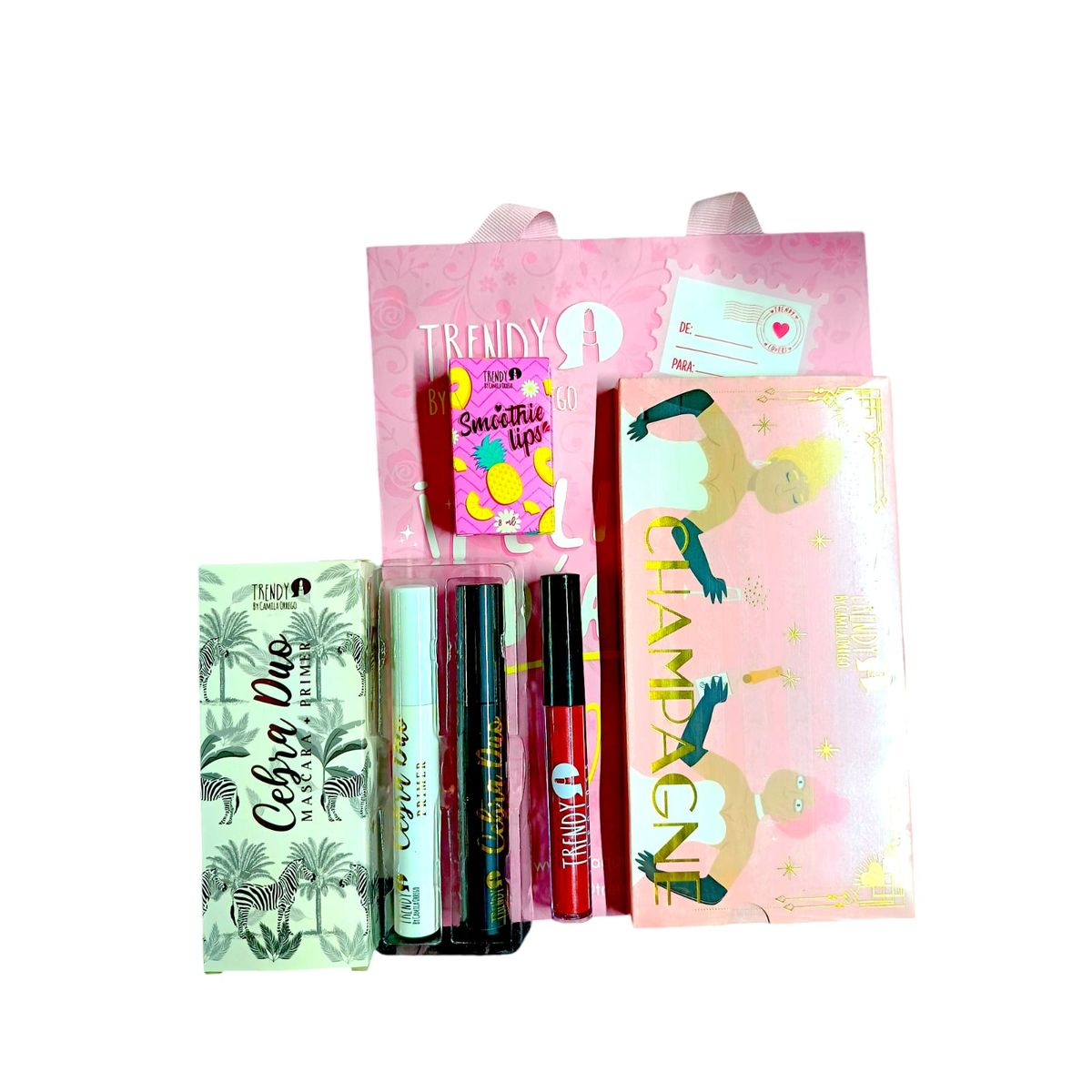 TRENDY - Kit de Maquillaje Trendy By Camila Ortega - Cebra Duo Champagne Palette y Smoothie Lips