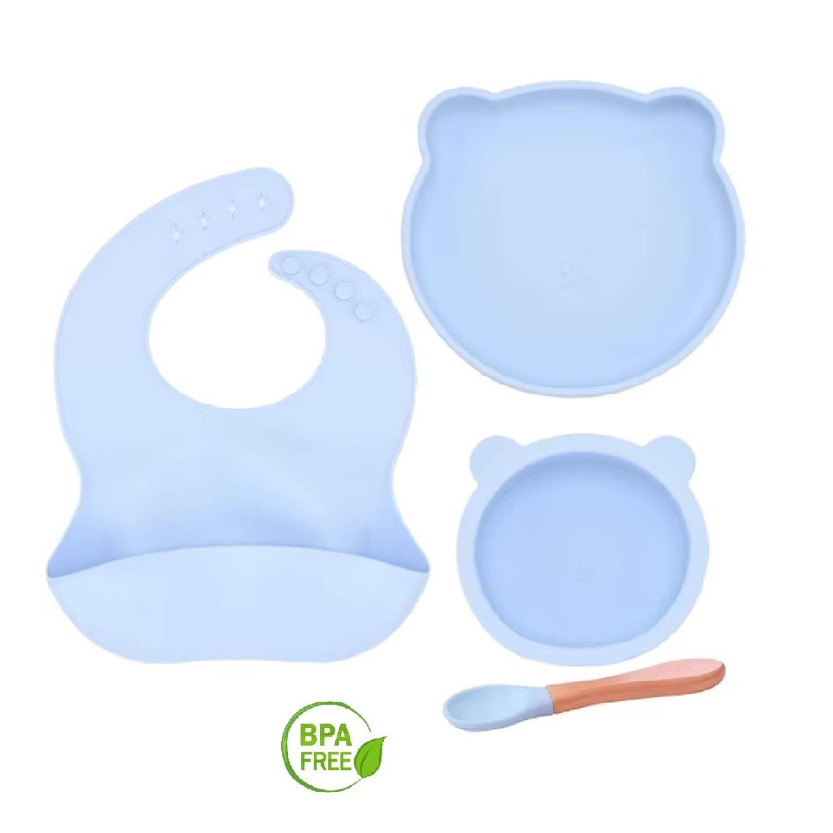 MUNDO BEBE - Set Vajilla Para Bebé 4 Piezas  Silicona Libre BPA