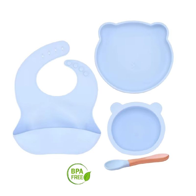 MUNDO BEBE - Set Vajilla Para Bebé 4 Piezas  Silicona Libre BPA
