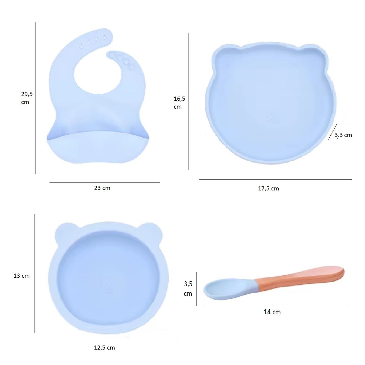 MUNDO BEBE - Set Vajilla Para Bebé 4 Piezas  Silicona Libre BPA