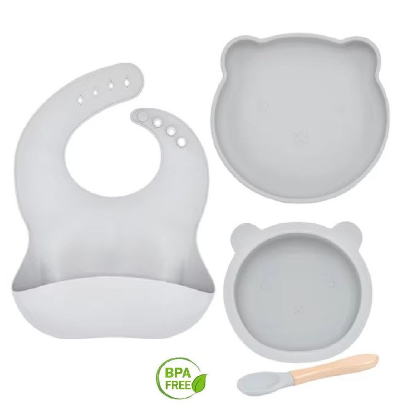 MUNDO BEBE - Set Vajilla Para Bebé 4 Piezas  Silicona Libre BPA