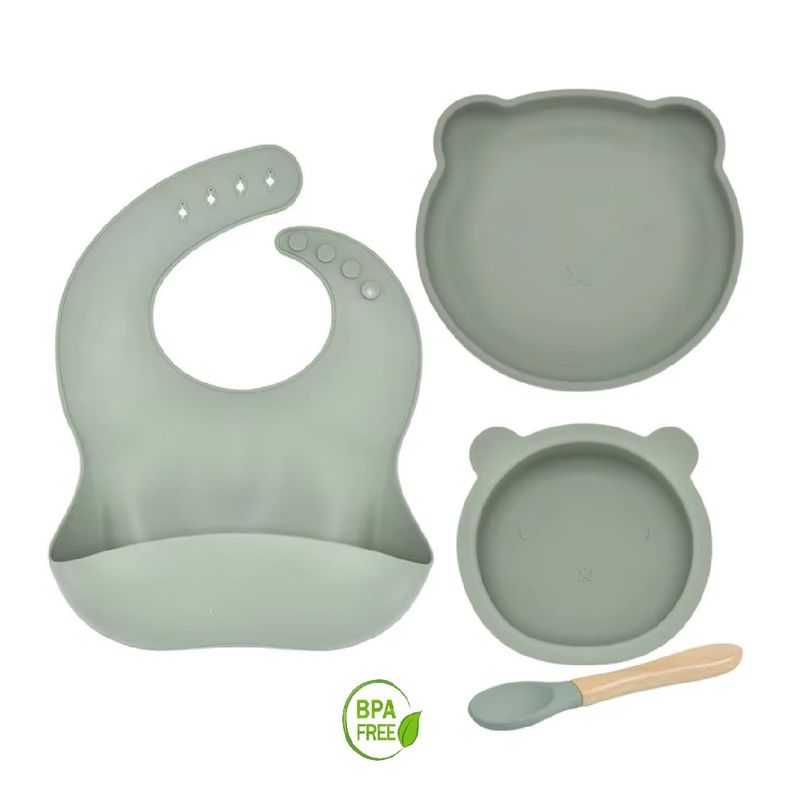 MUNDO BEBE - Set Vajilla Para Bebé 4 Piezas  Silicona Libre BPA