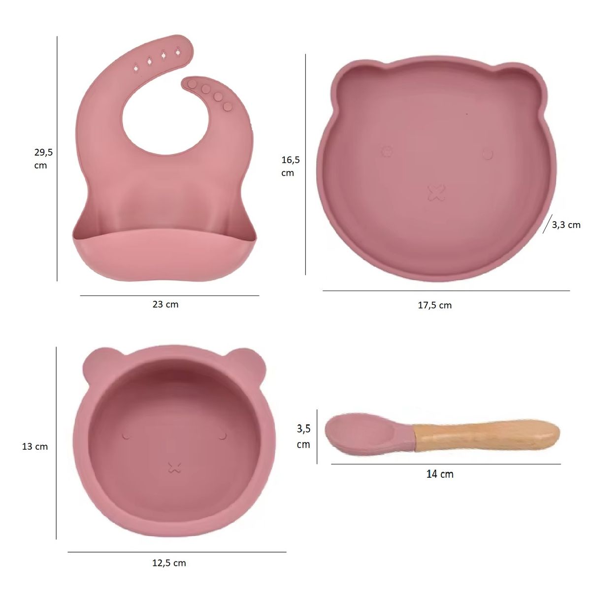 MUNDO BEBE - Set Vajilla Para Bebé 4 Piezas  Silicona Libre BPA