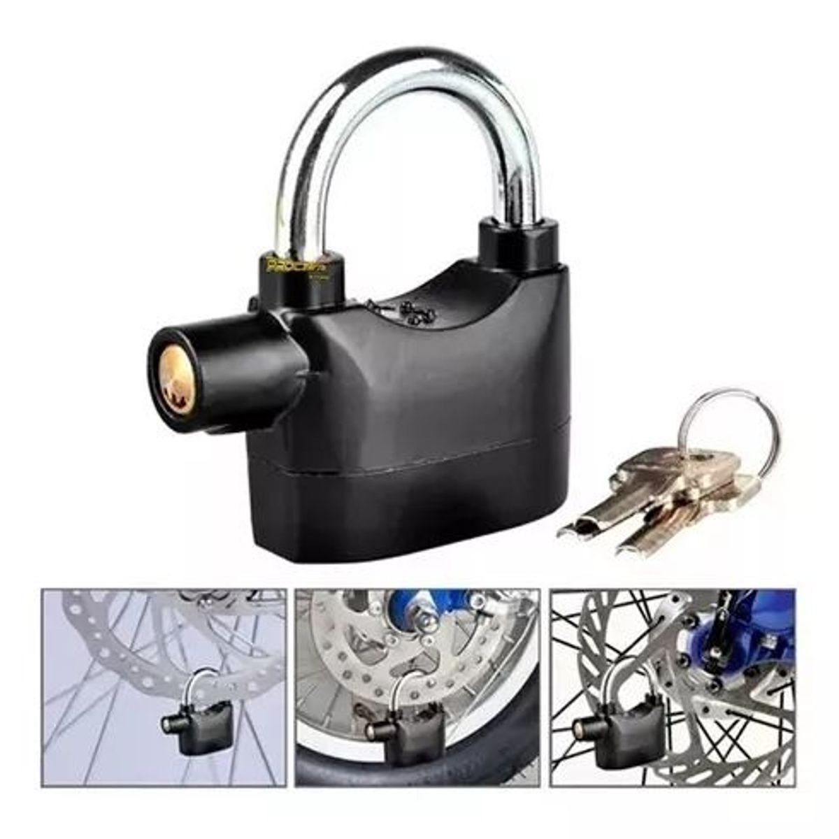 GENERICO - candado de seguridad con alarma para motos y bicicletas
