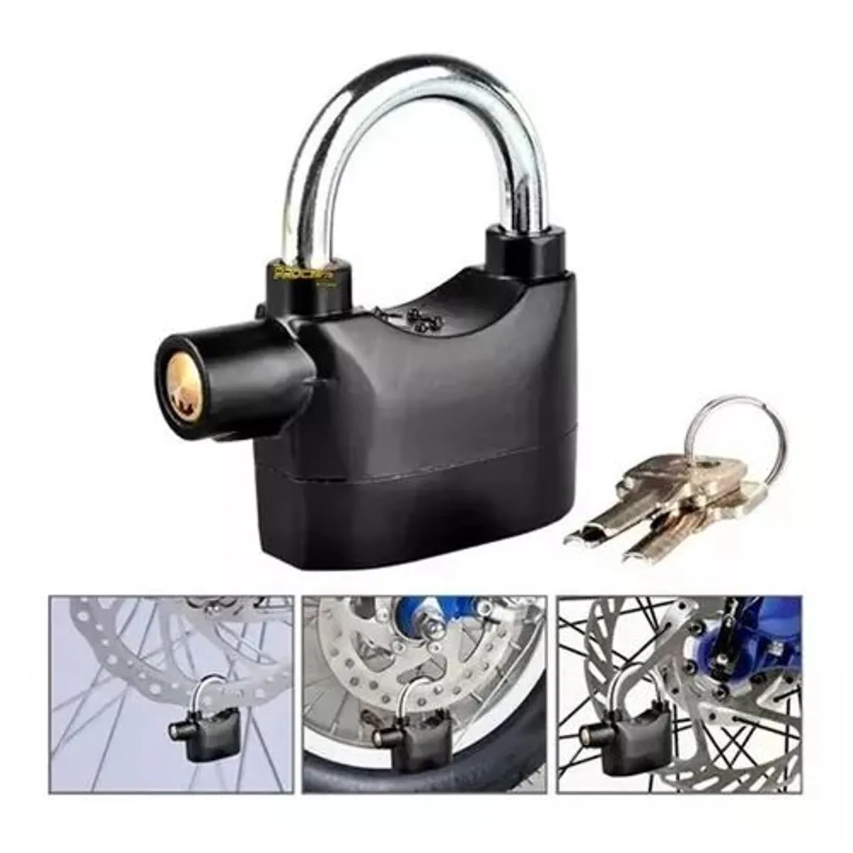 GENERICO - candado de seguridad con alarma para motos y bicicletas