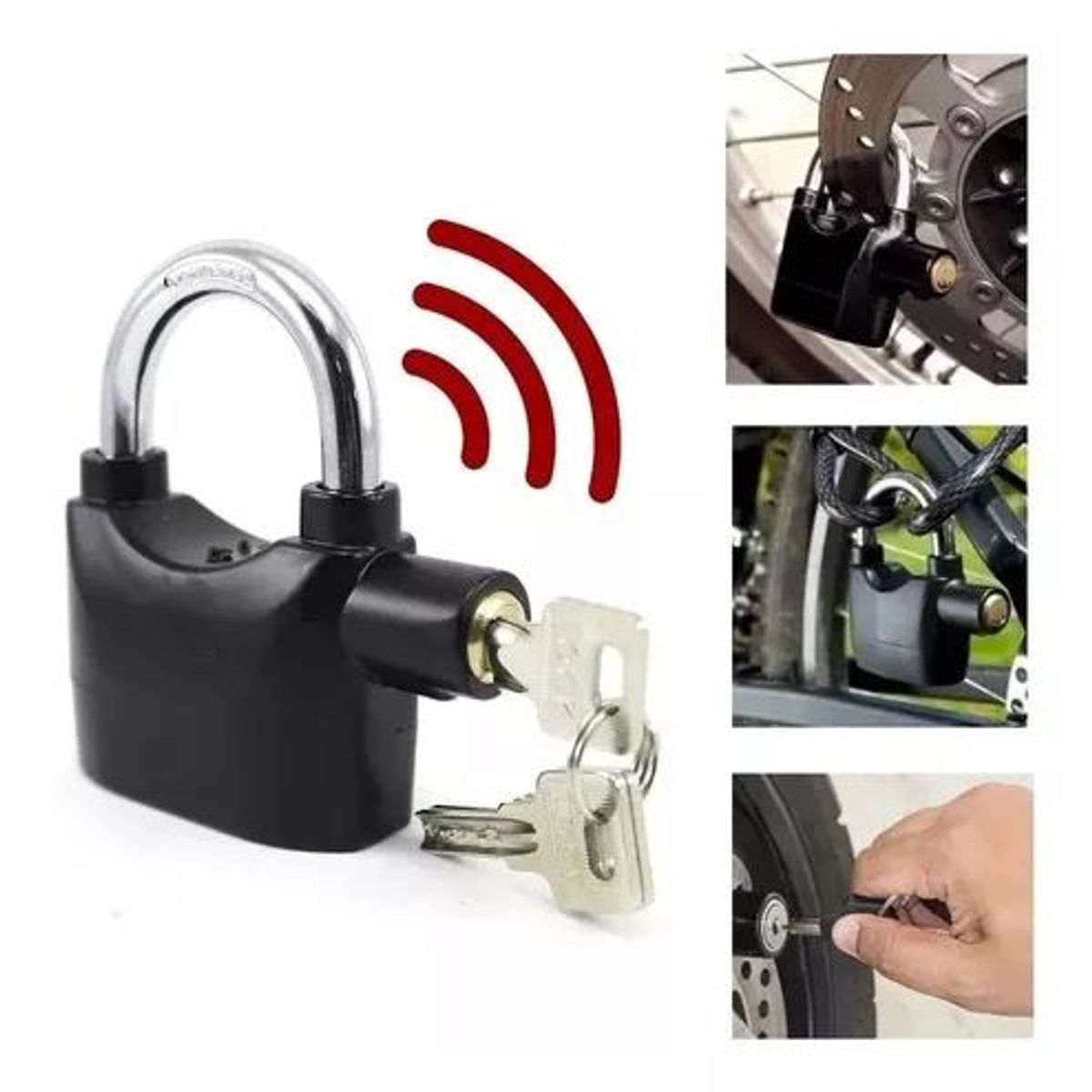 GENERICO - candado de seguridad con alarma para motos y bicicletas