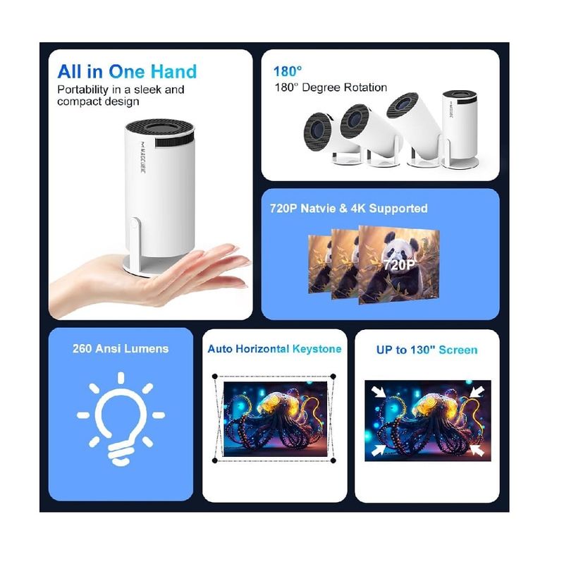 GENERICO - Proyector Video Beam Cine en Casa HD Bluetooth Android Wi Fi Hdmi
