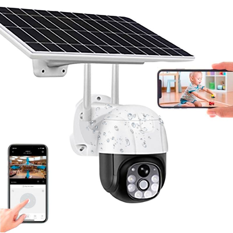 GENERICO - Camara Exterior Solar Seguridad 4G Sim Card Con Panel Solar