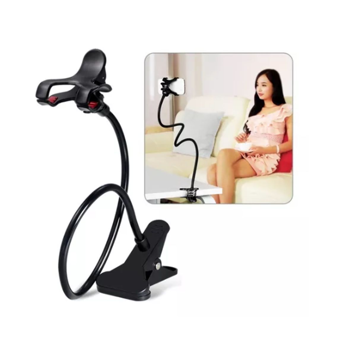 GENERICO - Soporte Holder Flexible De 60cm  Clip Para Celulares Negro