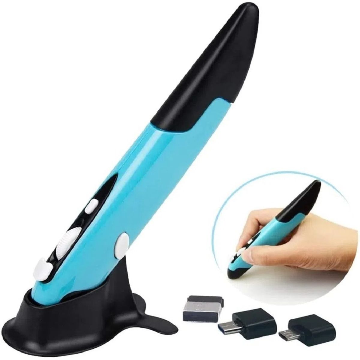 GENERICO - Pen Mouse Inalámbrico Usb Tipo Lapiz Vertical 24g Soporte