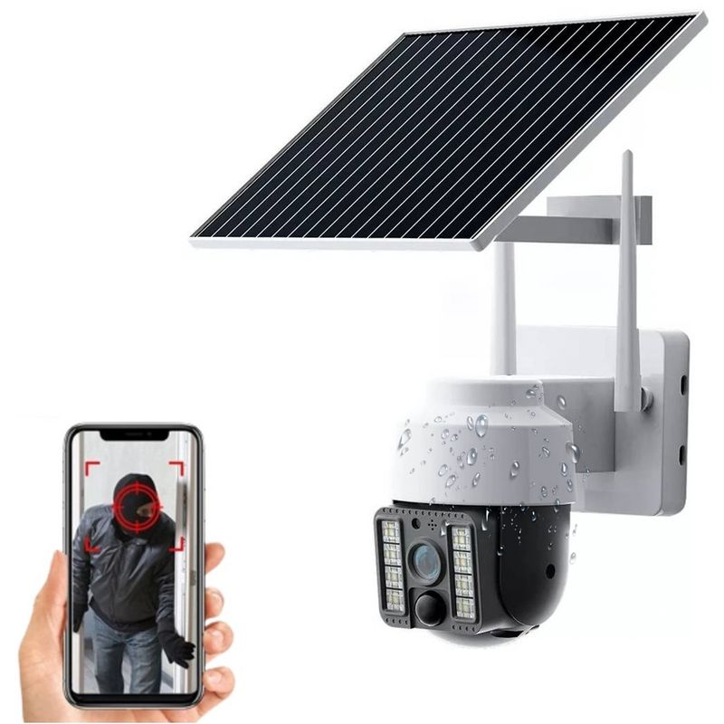 GENERICO - Cámara Ptz Wifi Solar Exterior Ip 66 Panel Solar Detección Movimiento