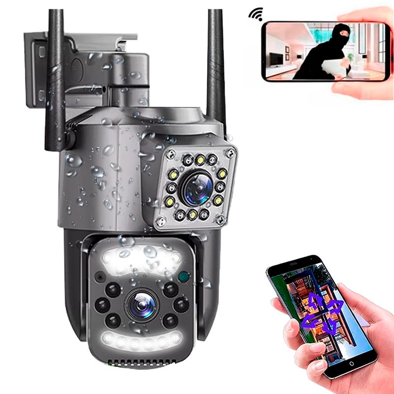 GENERICO - Cámara De Seguridad Ptz Doble Lente Hd Zoom Exteriores Ip66